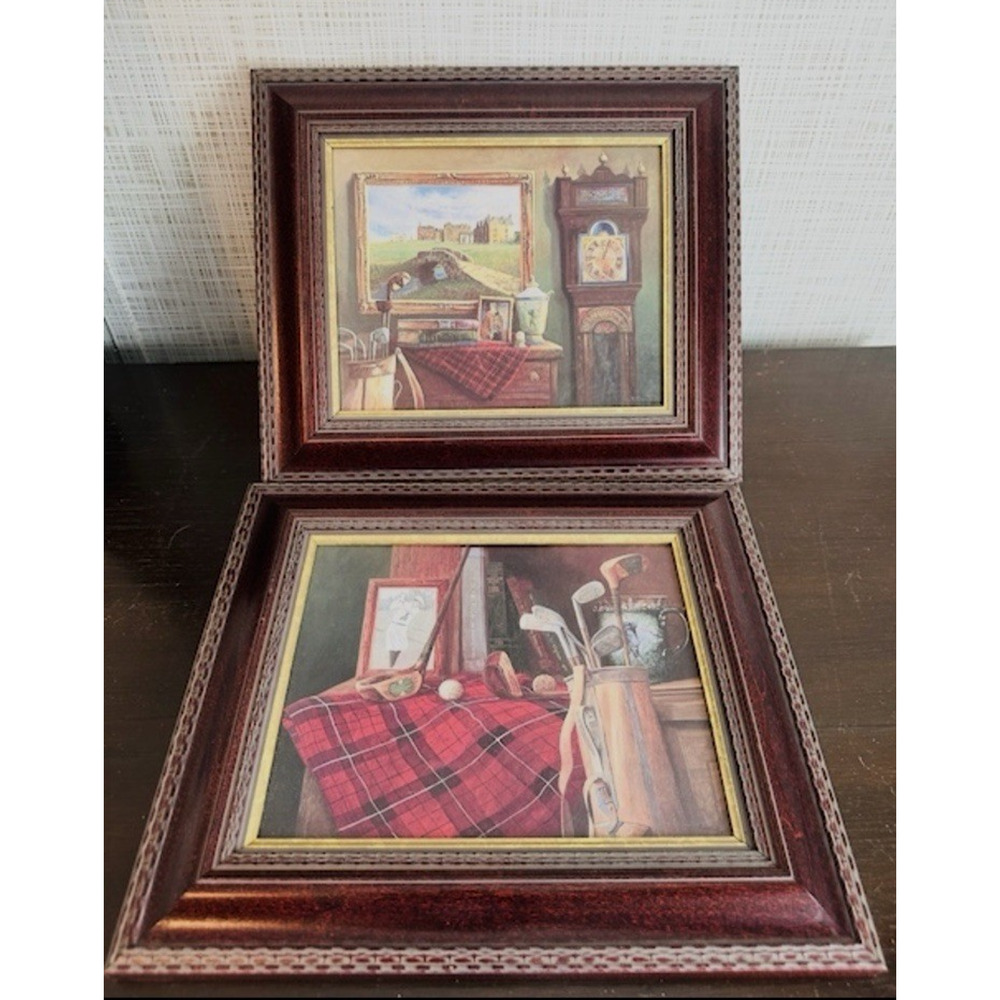 Ronald Lewis Framed Prints Set Old Friends & Old Timers Golf Classic Decor VTG